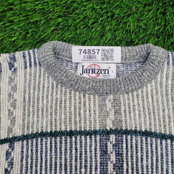 Vintage 90s Jantzen MOD Sweater Large 22x25 Gray - Picture 10 of 10
